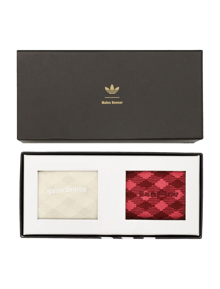 Adidas X Wales Bonner Checked Sock Set Cream White Pink Brown Cotton Socks