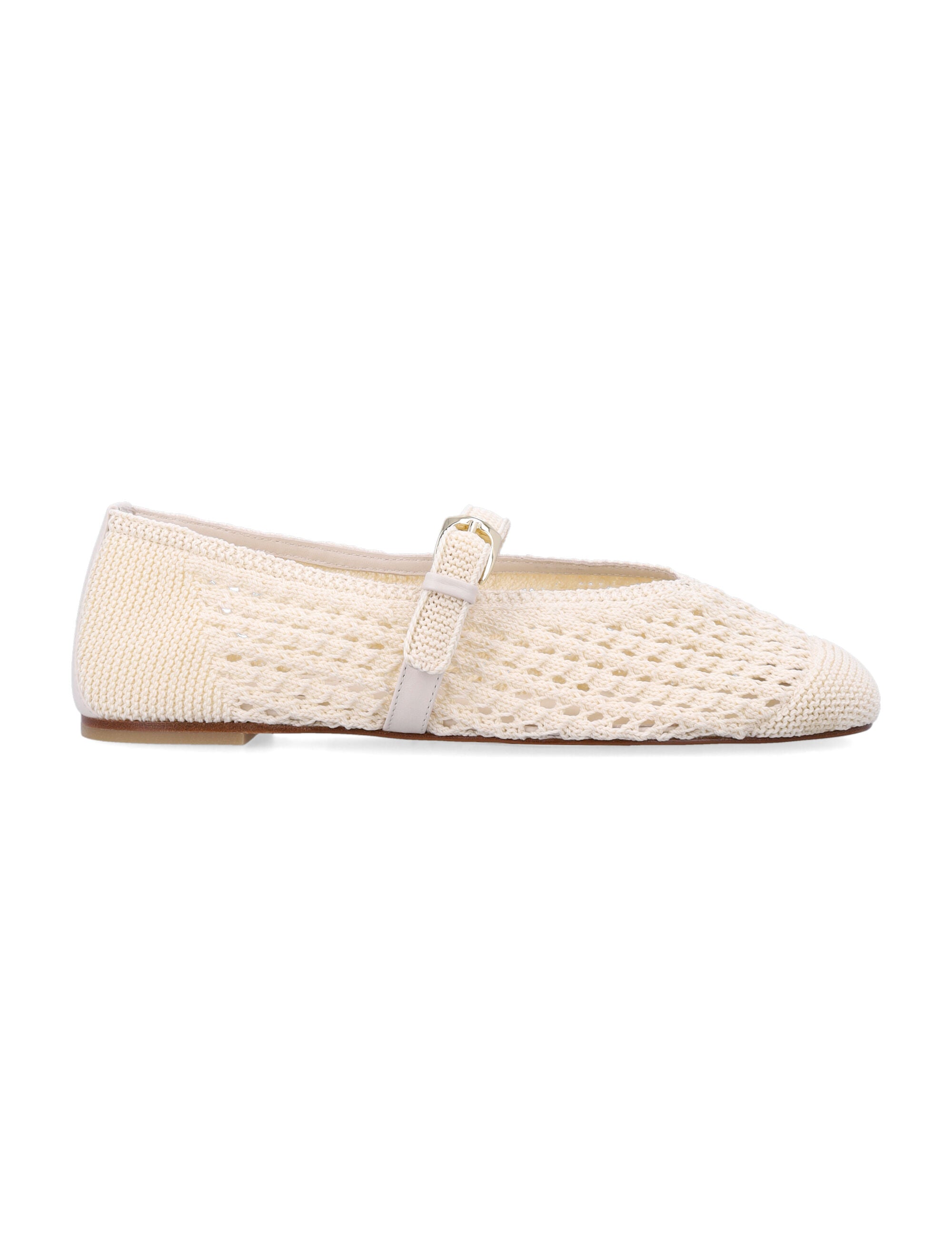 Stuart Weitzman Ecru Crochet Leora Mary Jane Flat Chalk Upper Shoes