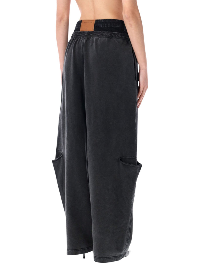 Alexander Wang Slashed Sweatpants With Denim Waistband Washed Black/grey Cotton