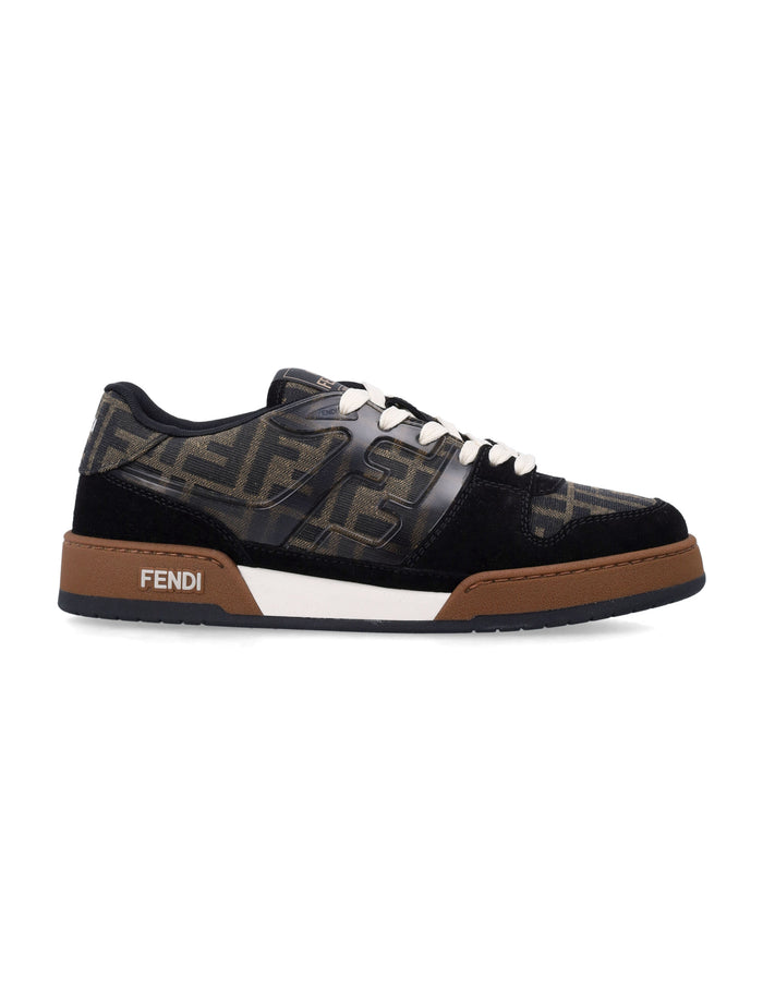 Fendi Match Ff Trainers Black+tobacco Polyester Sneaker