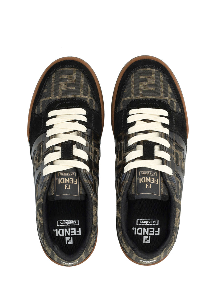 Fendi Match Ff Trainers Black+tobacco Polyester Sneaker