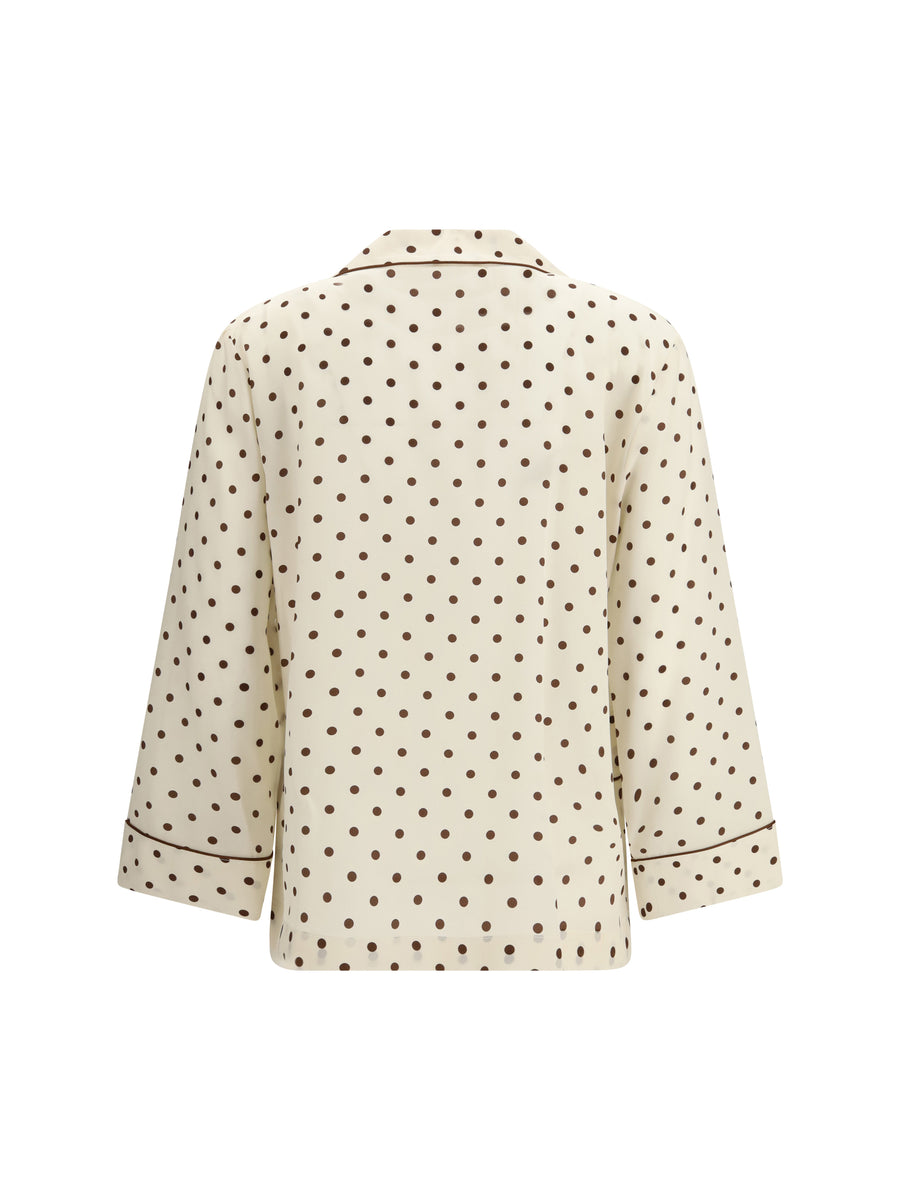 Shirt Polka-Dot Silk Cream Print