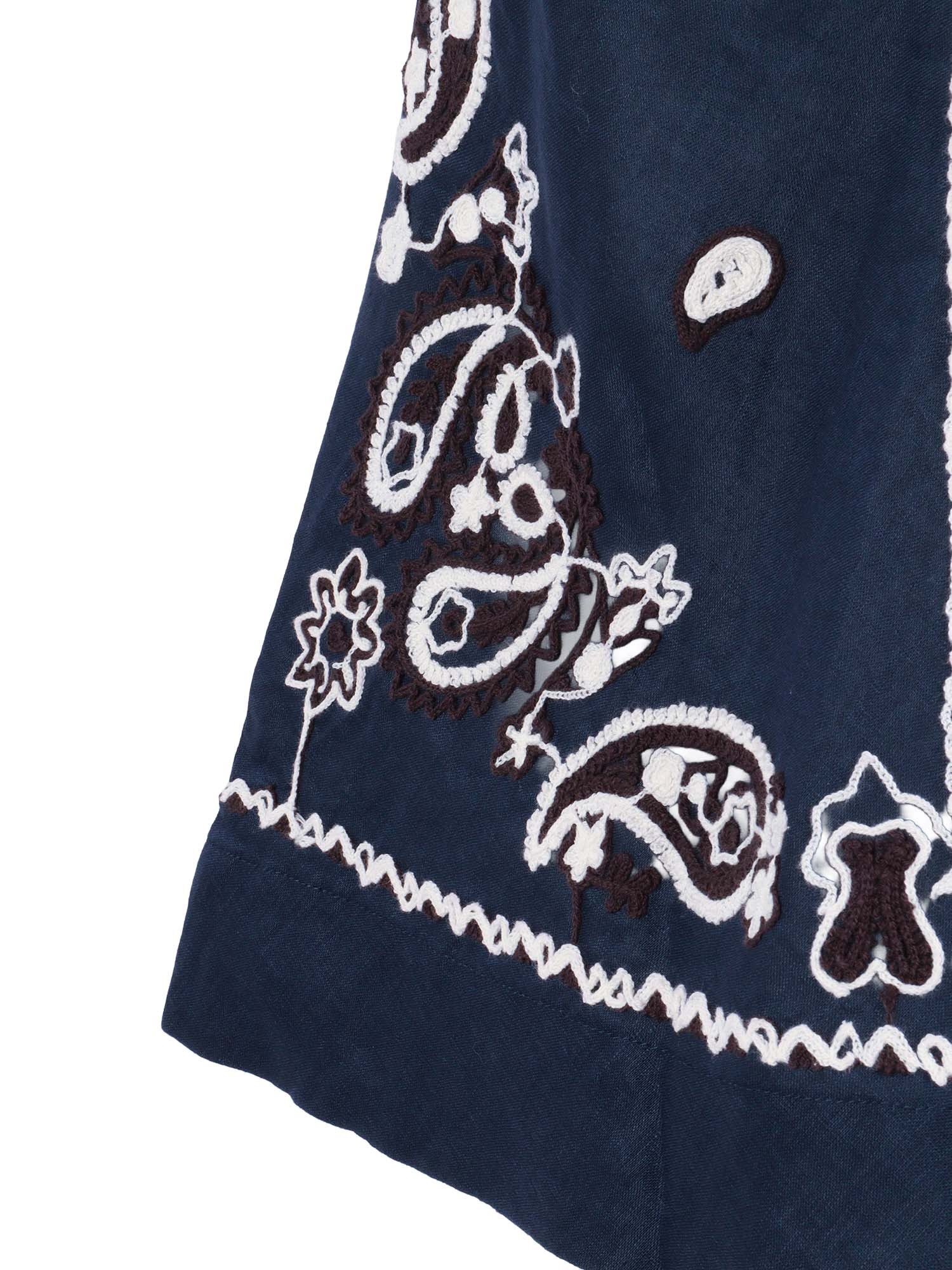 BLOUSE WITH EMBROIDERY Blue Linen
