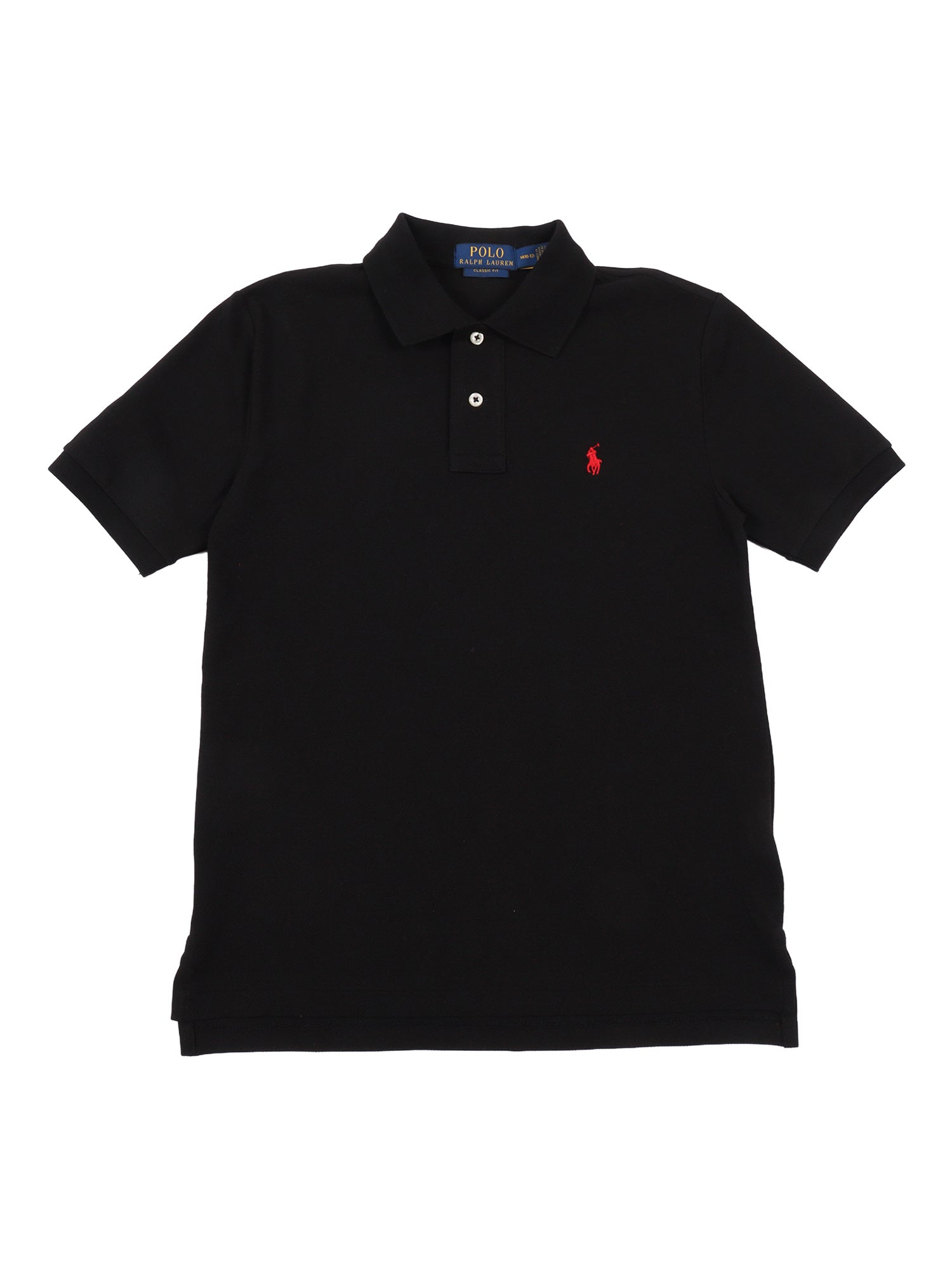 POLO-TOPS-KNIT Black Cotton Short Sleeves Polo