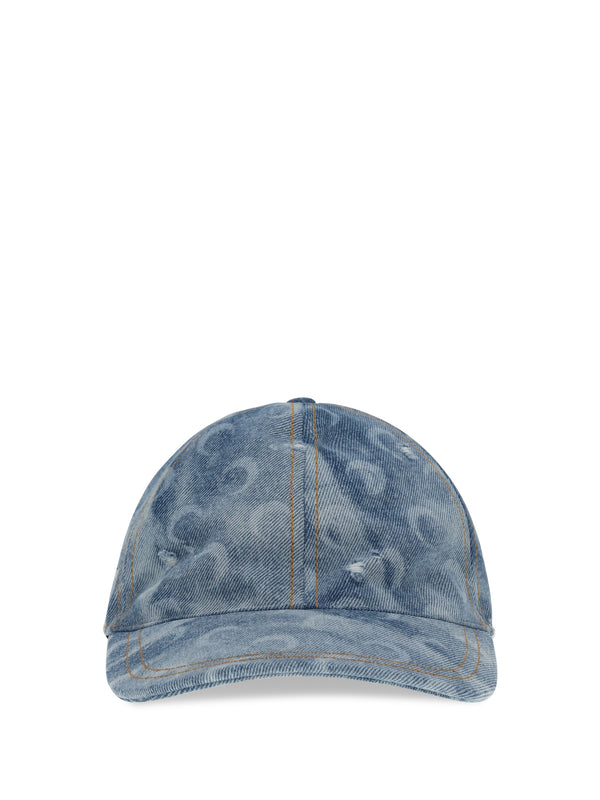 Marine Serre UHG048ACDEN0011 100% cotton baseball cap in blue