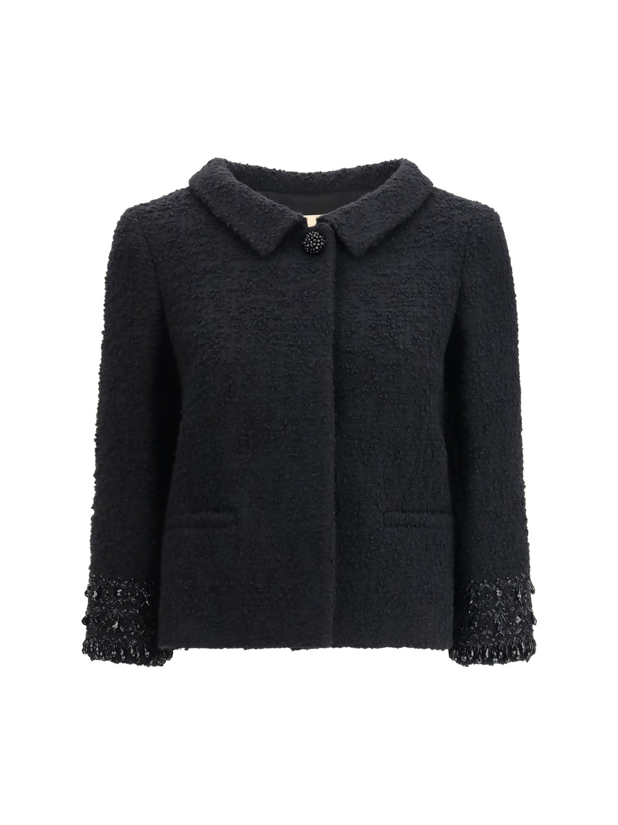 Valentino 95% Fleece Wool; 5% Polyamide jacket in black