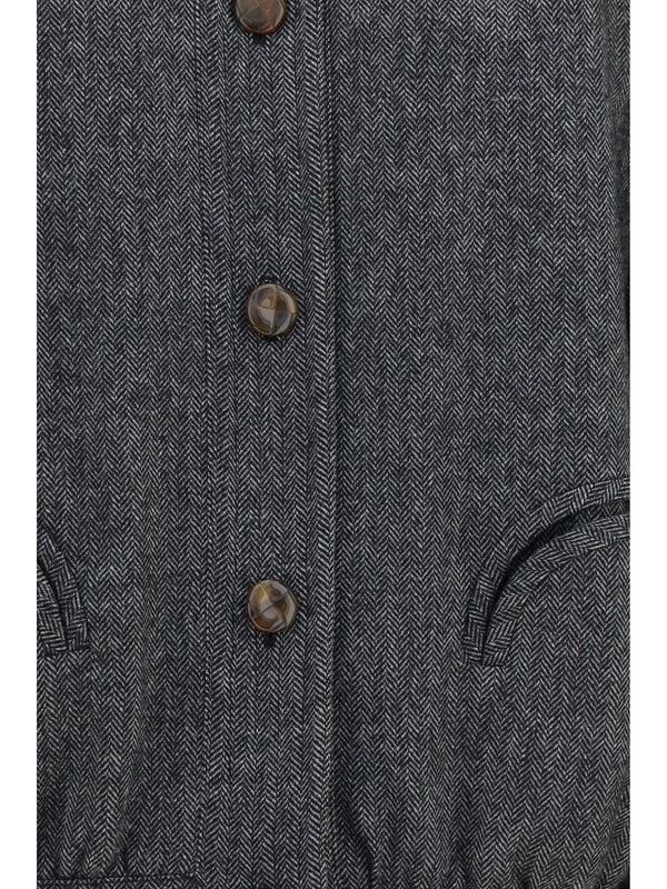 Jacket Coiba Herringbone Black-White Black/white Fleece Wool (ovis Aries)