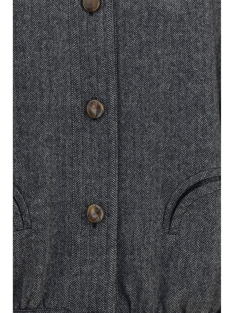 Jacket Coiba Herringbone Black-White Black/white Fleece Wool (ovis Aries)