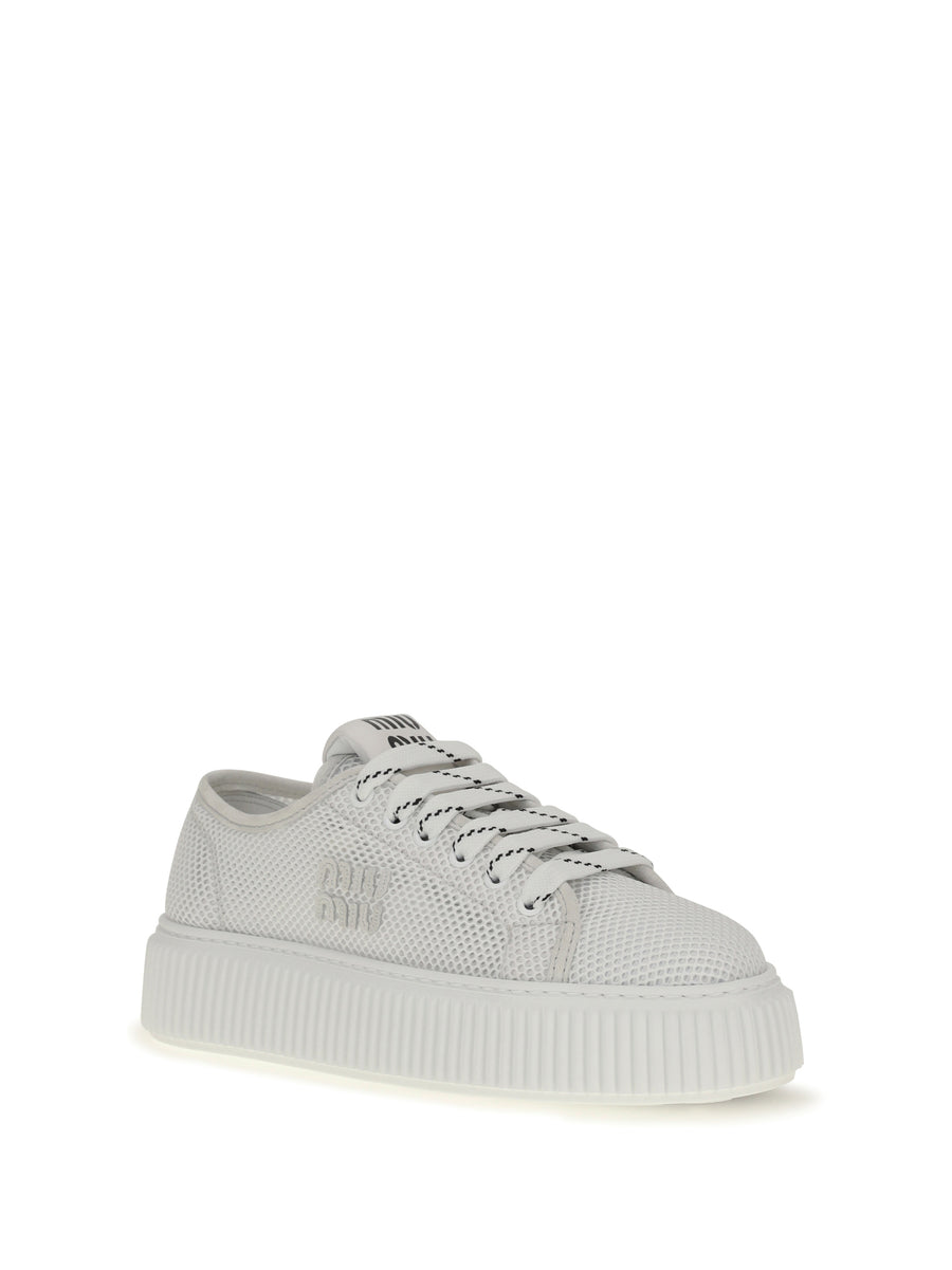 Platform Sneakers White Upper: Polyamide Lace-up Shoes