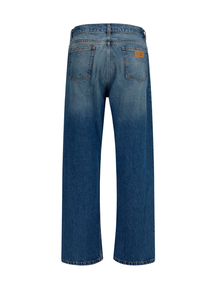 Straight-Leg Jeans Blue Cotton