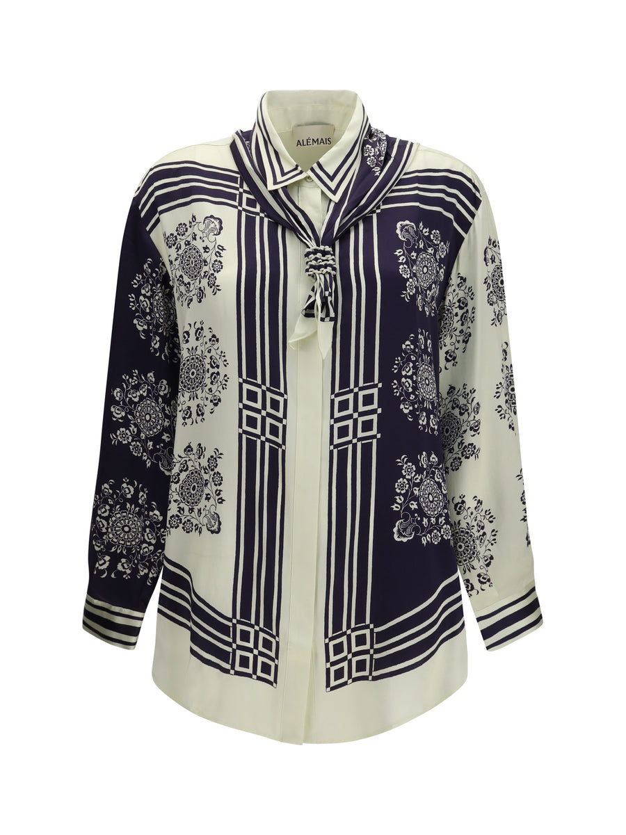 Banderra Silk Shirt With Scarf Ink