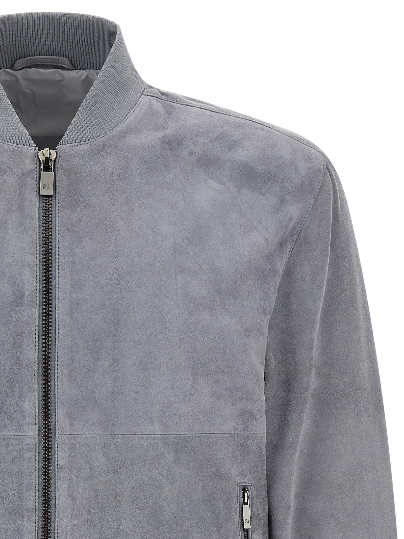 Suede jacket Gray Polyester Down Jacket, Parka, Casual