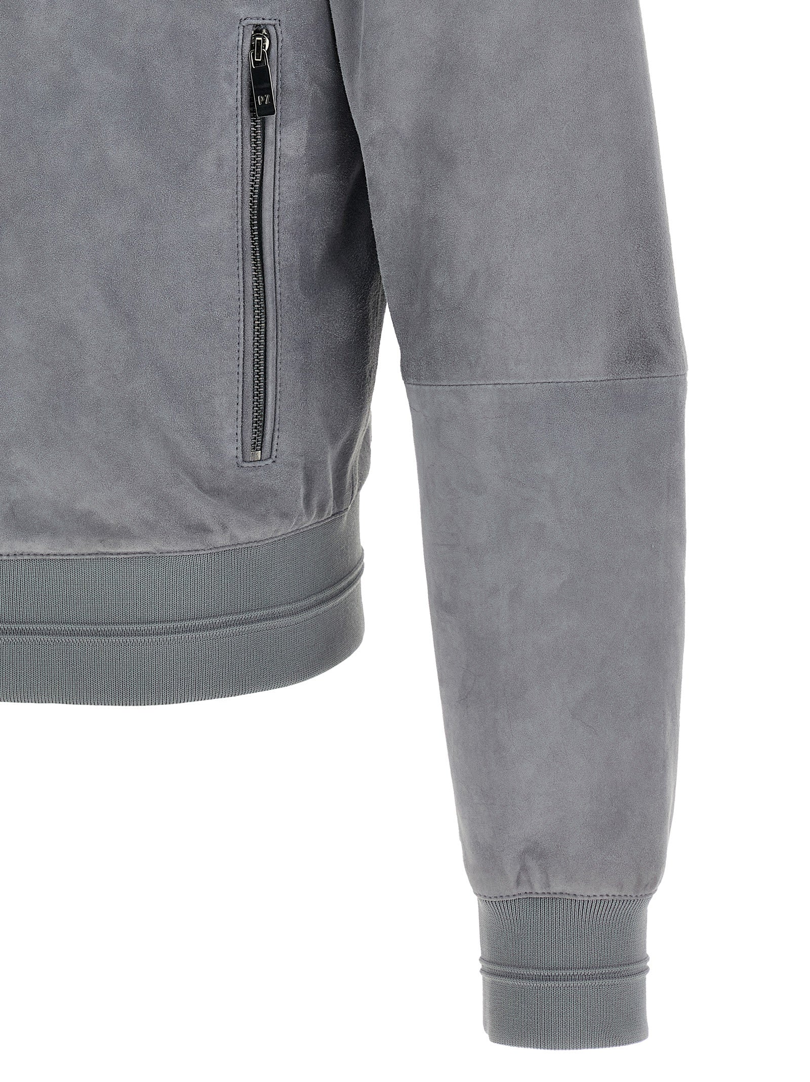 Suede jacket Gray Polyester Down Jacket, Parka, Casual