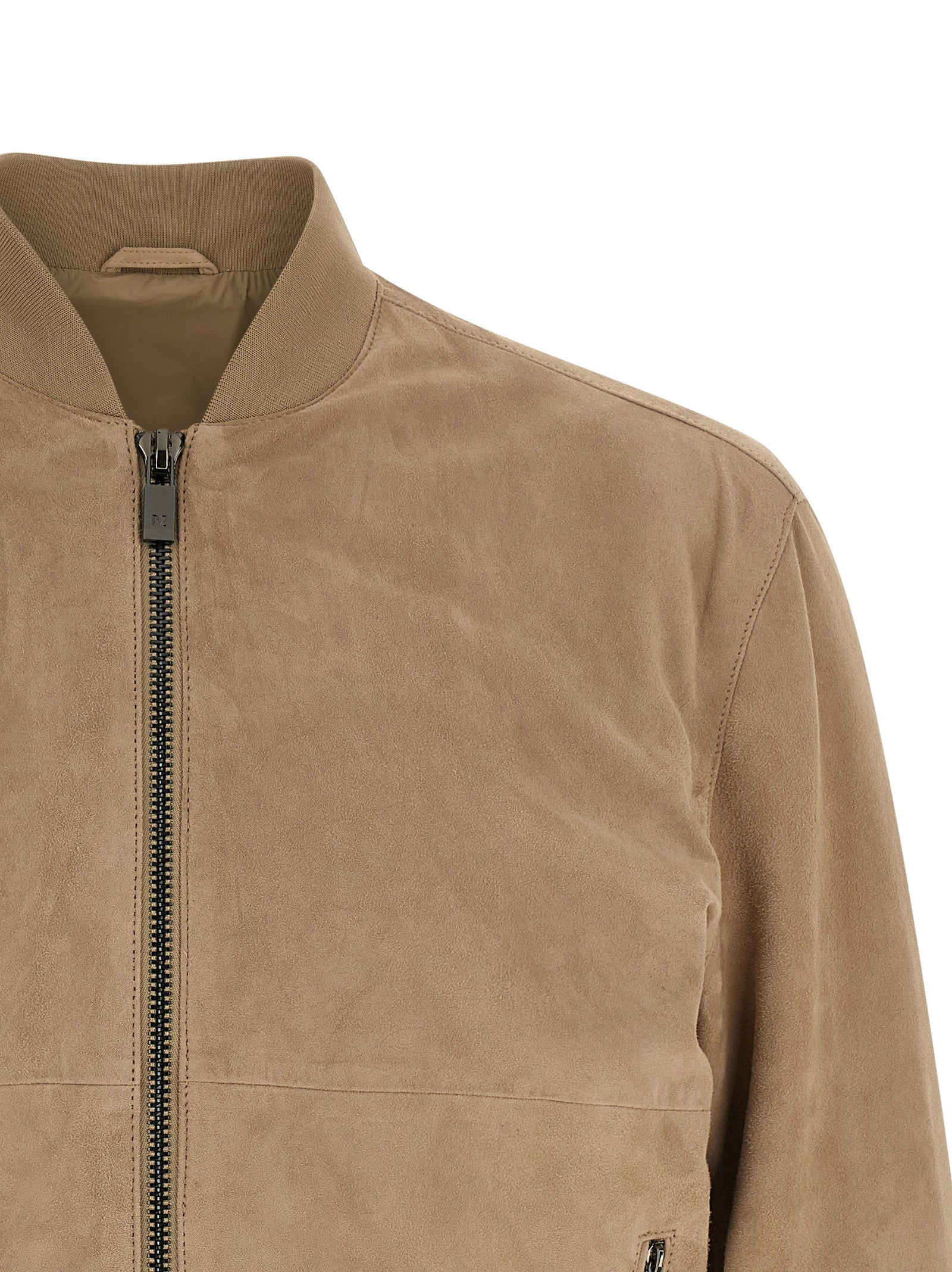 Suede jacket Beige Polyester Down Jacket, Parka, Casual