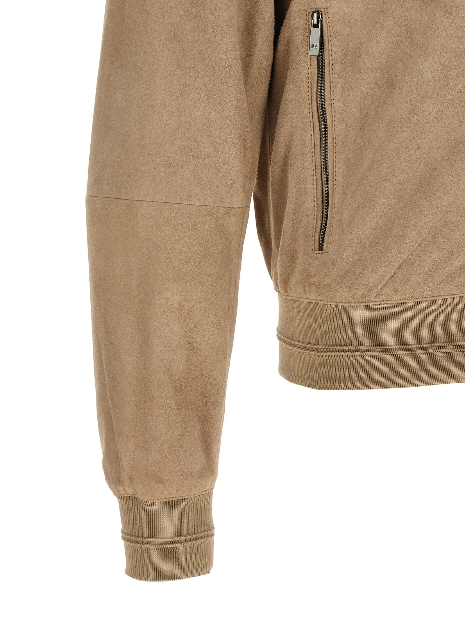 Suede jacket Beige Polyester Down Jacket, Parka, Casual