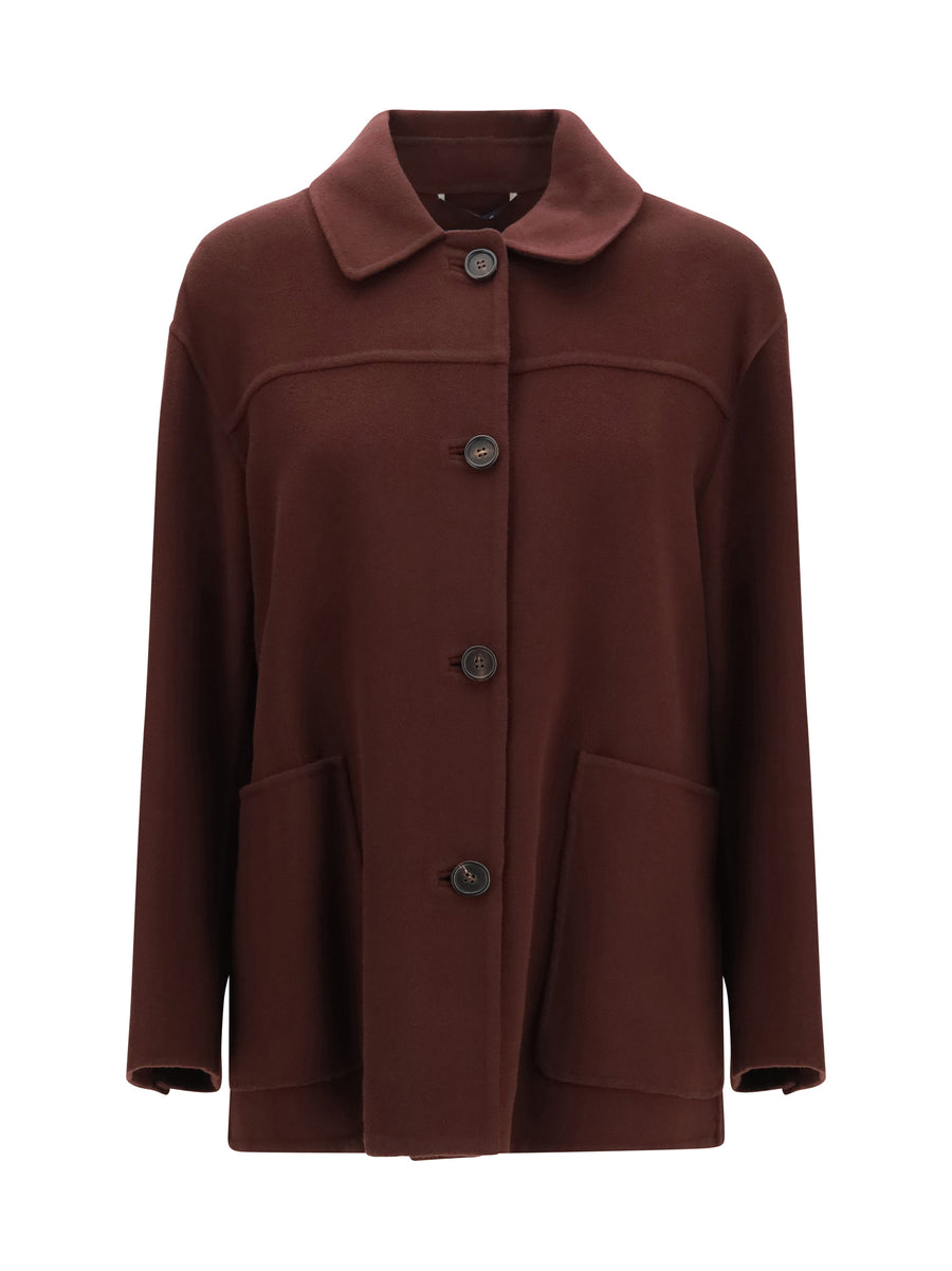 Giugno Short Virgin Wool Coat New Dark Ruby Fleece Ovis Aries Jacket