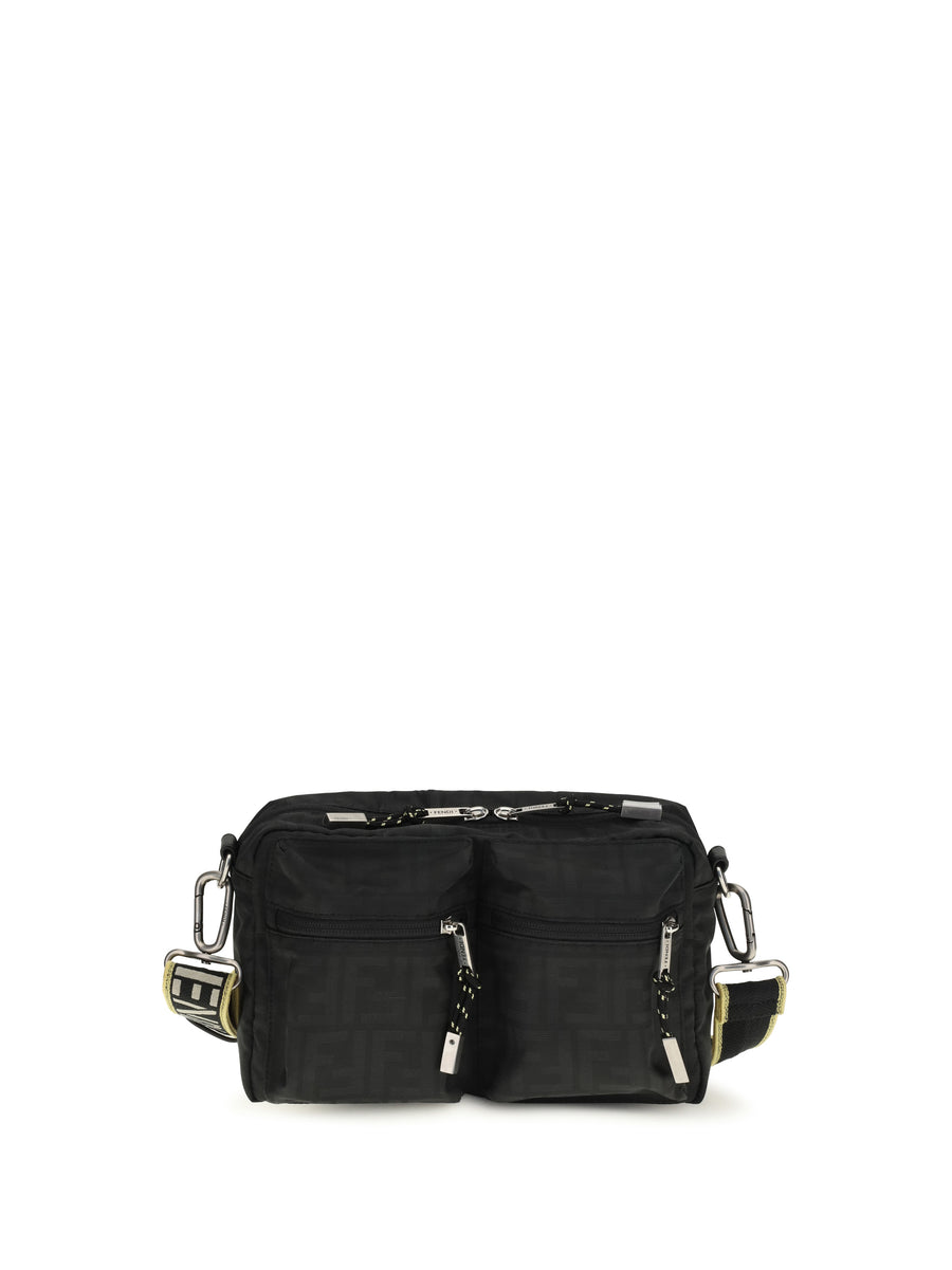 Ff Monogram Fabric Camera Case Nero Polyester Shoulder Bags