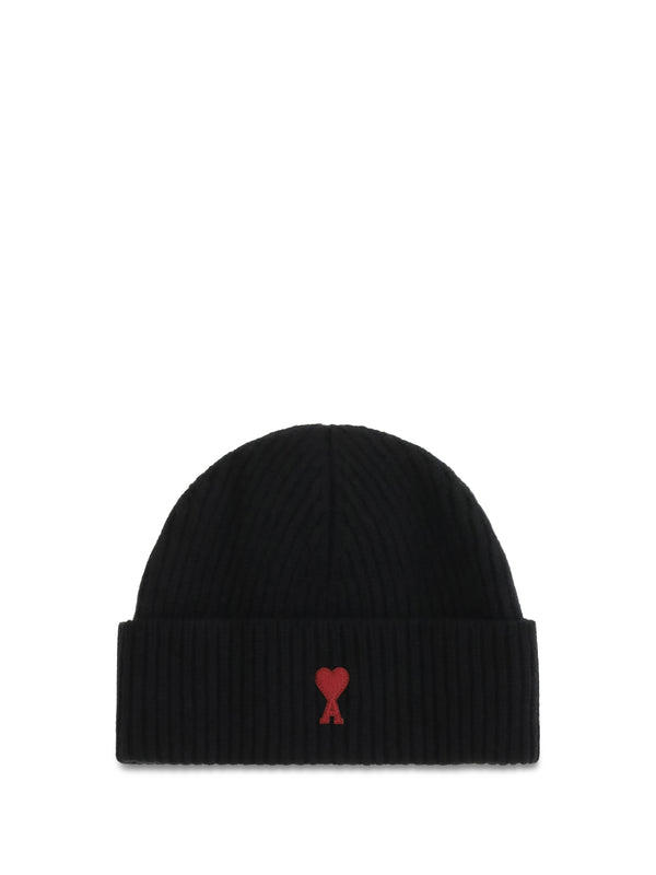 Quota Ami De Coeur Wool Beanie Noir/rouge Merino Ovis Aries Hats E Hairbands