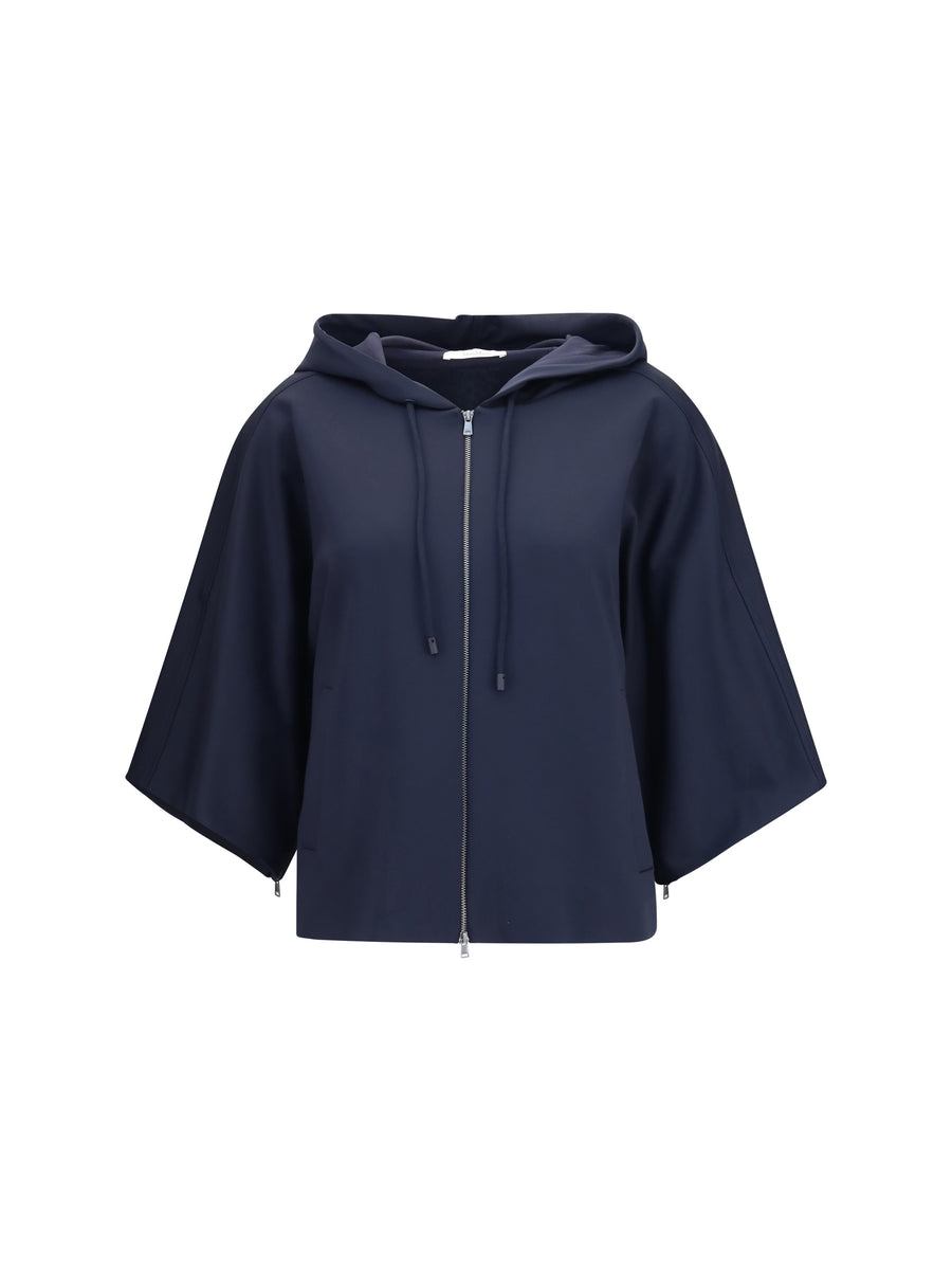 Max Mara 48% Polyamide hoodie in navy