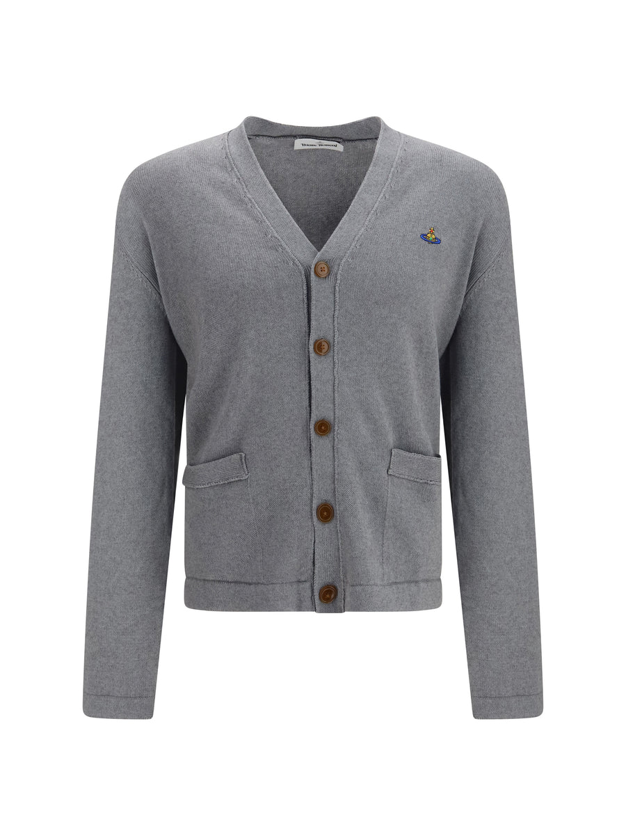 Alex Cardigan Dark Grey Melange Cotton; Kashmir/capra Hircus