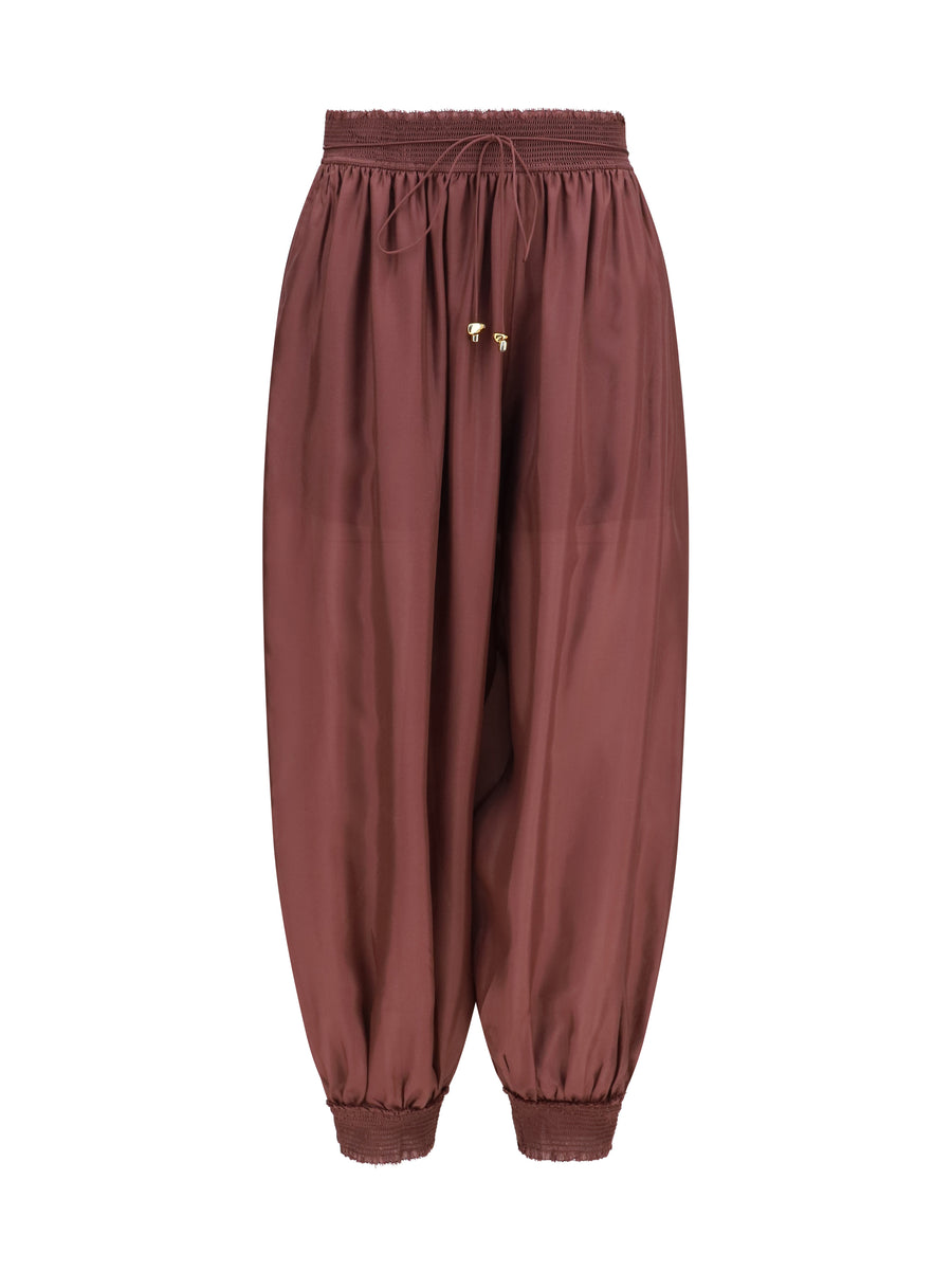 Zimmermann 100% Silk harem pants in brown
