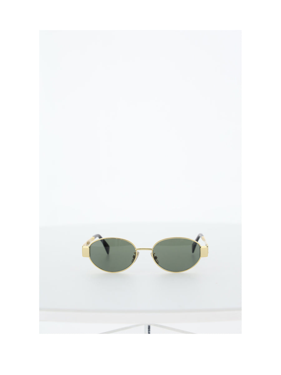 Triomphe Metal Sunglasses Gold/green