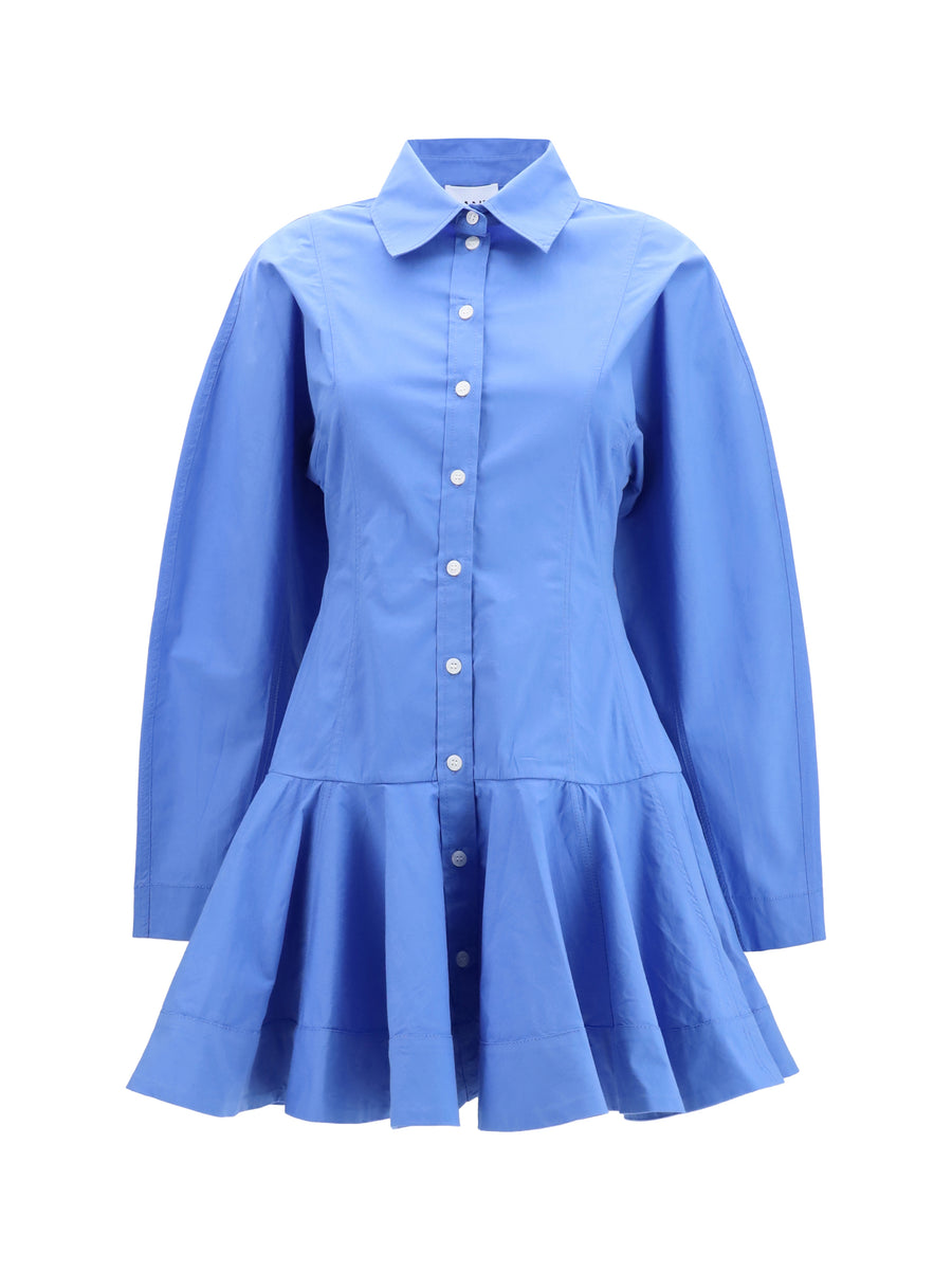 Ganni 97% COTTON; 3% ELASTANE shirt dress in blue