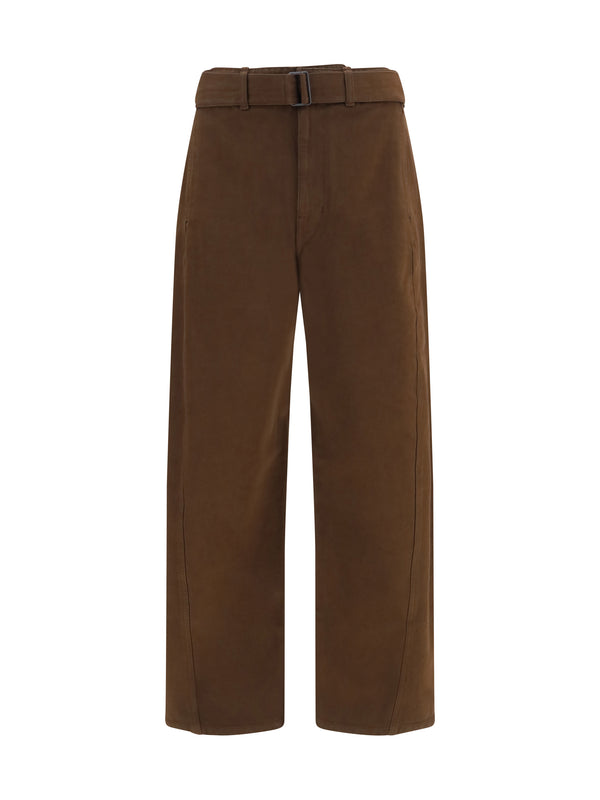 Belted Twill Trousers Ristretto Cotton