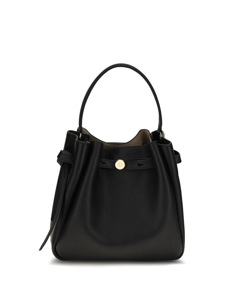 Romy Hammered Leather Bucket Bag Black Calf Bos Taurus