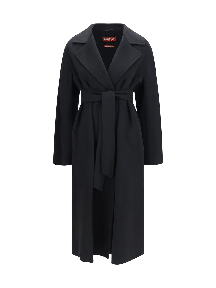 Long Robe Coat Wool, Cashmere And Silk Nero