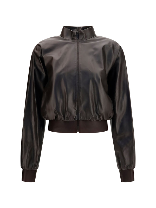 Gucci 100% lamb leather bomber jacket in brown