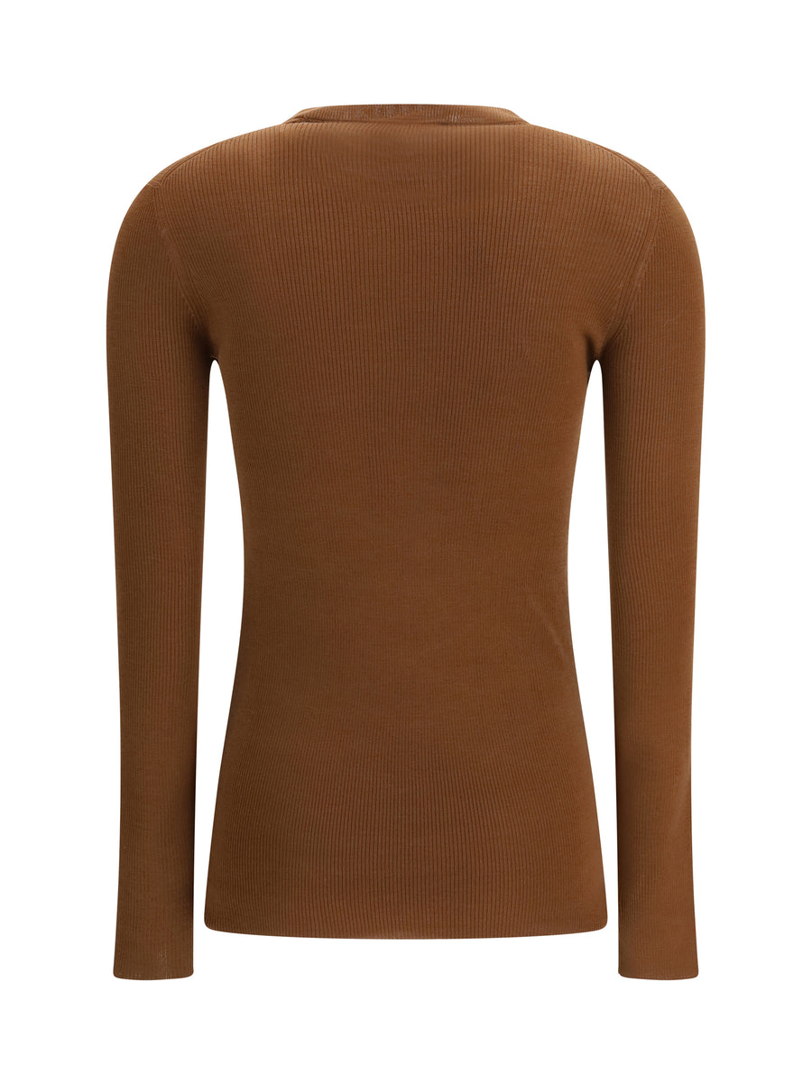 Cardigan Ribbed Wool Tobacco Fleece