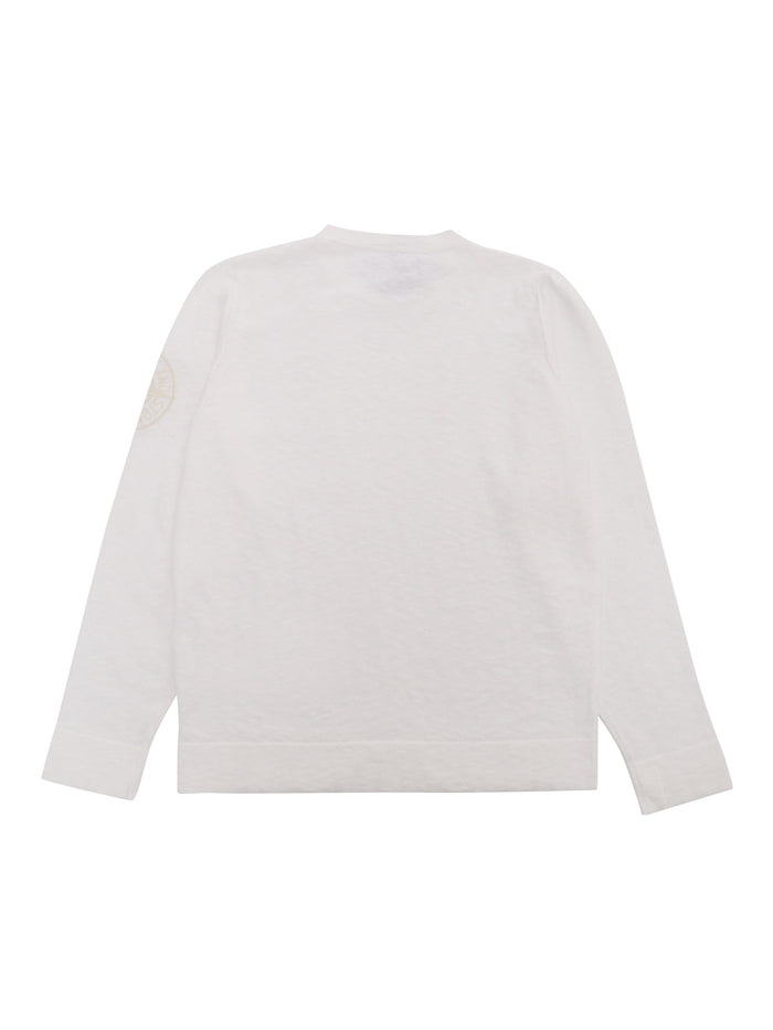 White sweater with logo Cotton Polyamide Crewneck