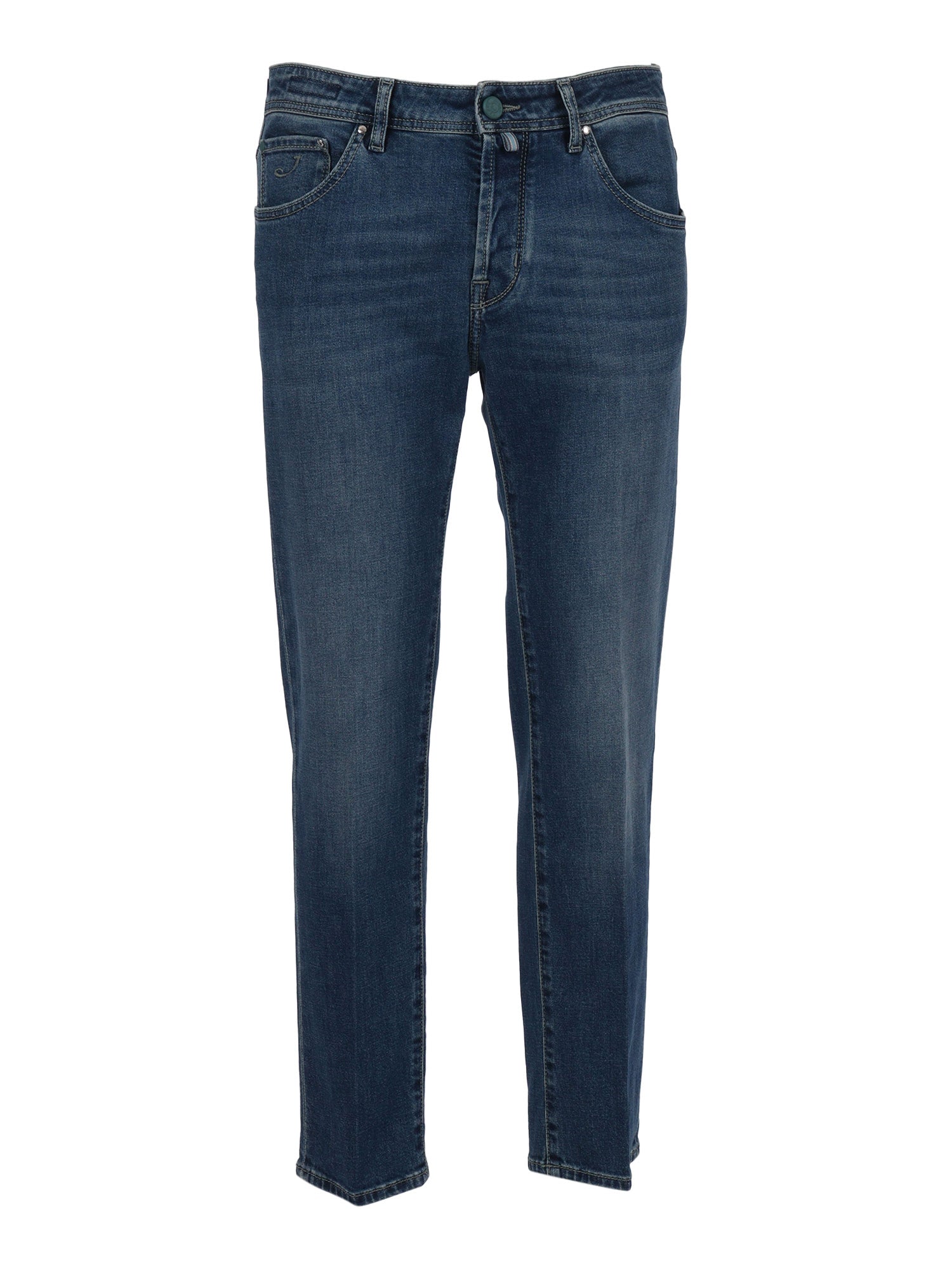 CROPPED SLIM FIT SCOTT 5 POCKETS PANTS Blue Cotton Lycra Elastane Jean