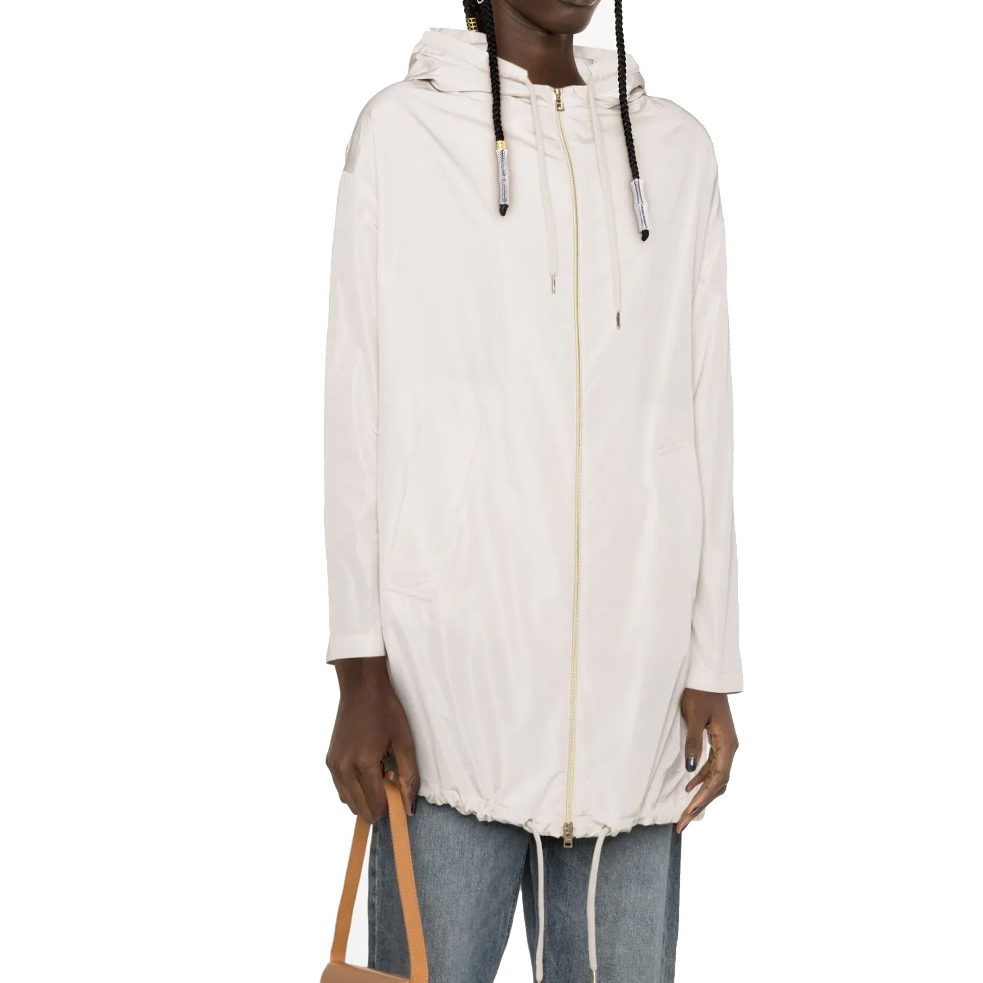 Herno Techno Taffeta Parka Coat White Polyester