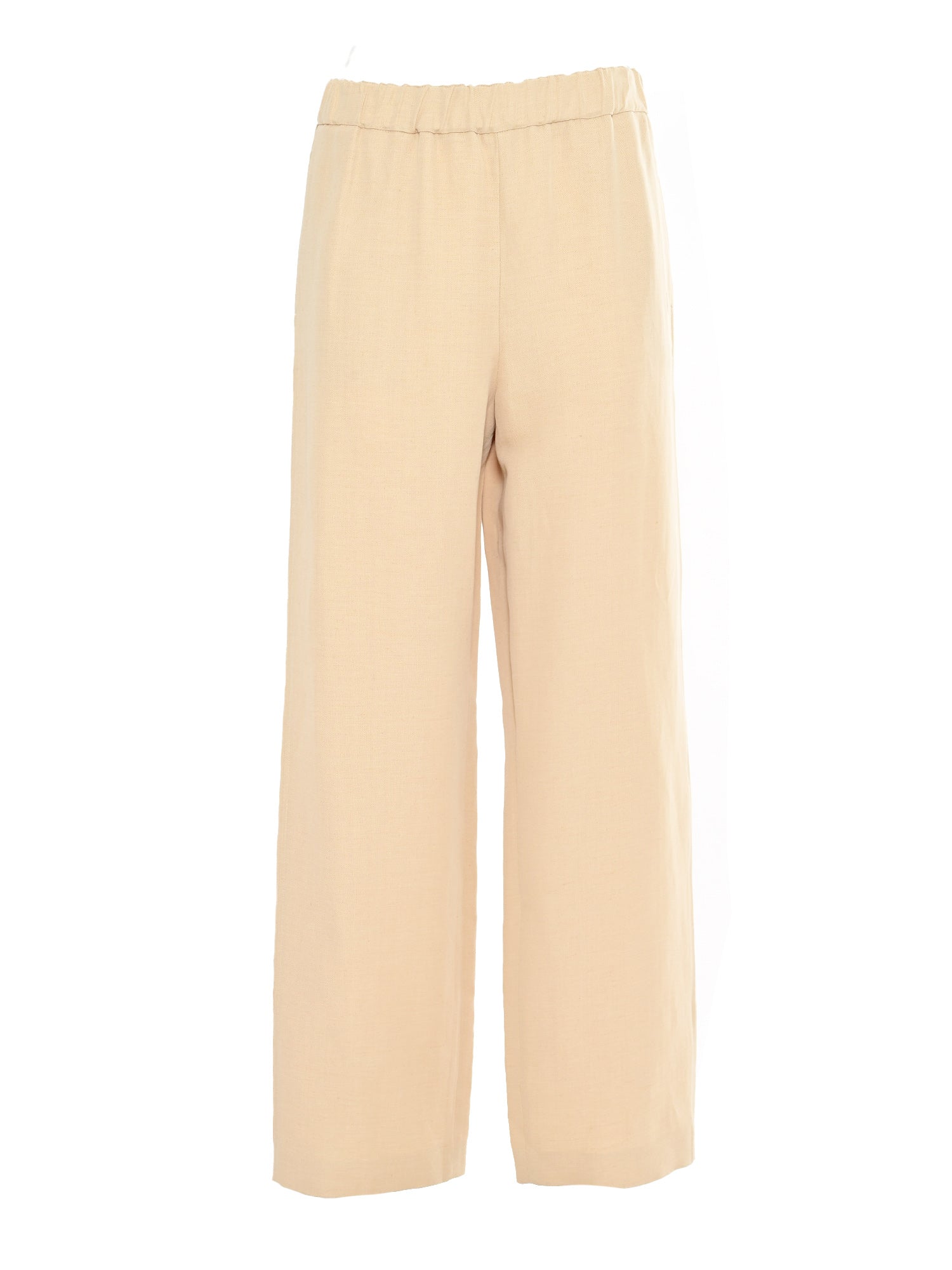 VISCOSE LINEN JOGGING TROUSERS Beige Pant
