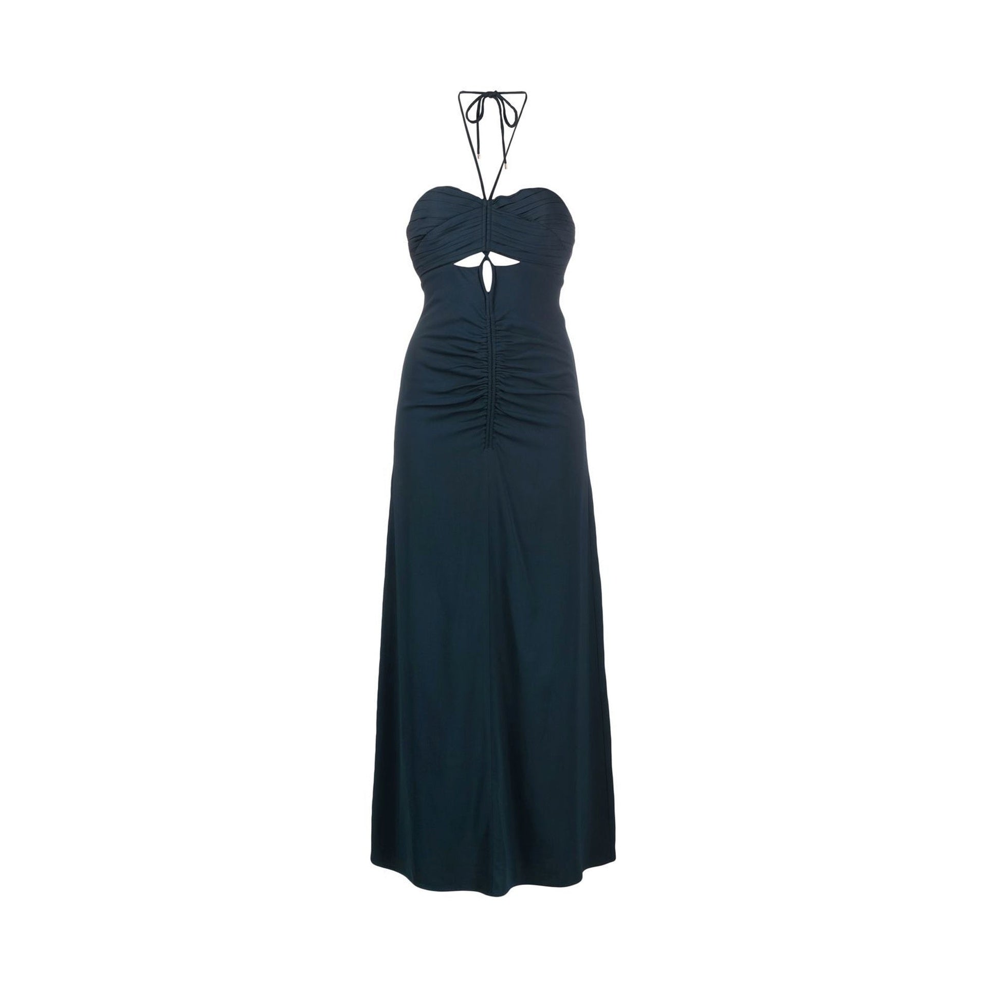 Self-Portrait Cut-Out Ruched Maxi Dress Gray Viscose Elastane