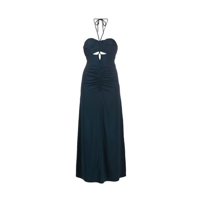 Self-Portrait Cut-Out Ruched Maxi Dress Gray Viscose Elastane