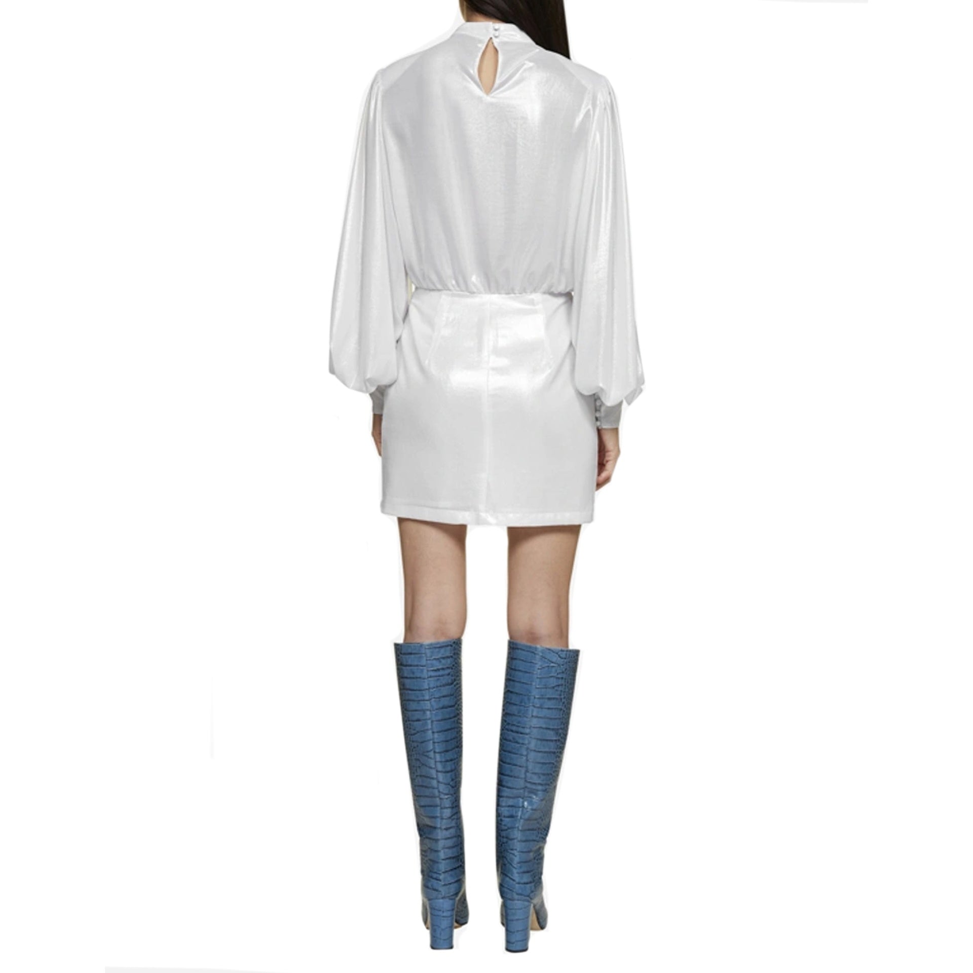 Blanca Vita Abelia Laminated Mini Dress White Polyester