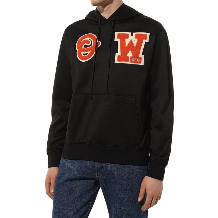 Off-White Hooded Logo Sweatshirt Black Cotton Elastane Polyamide