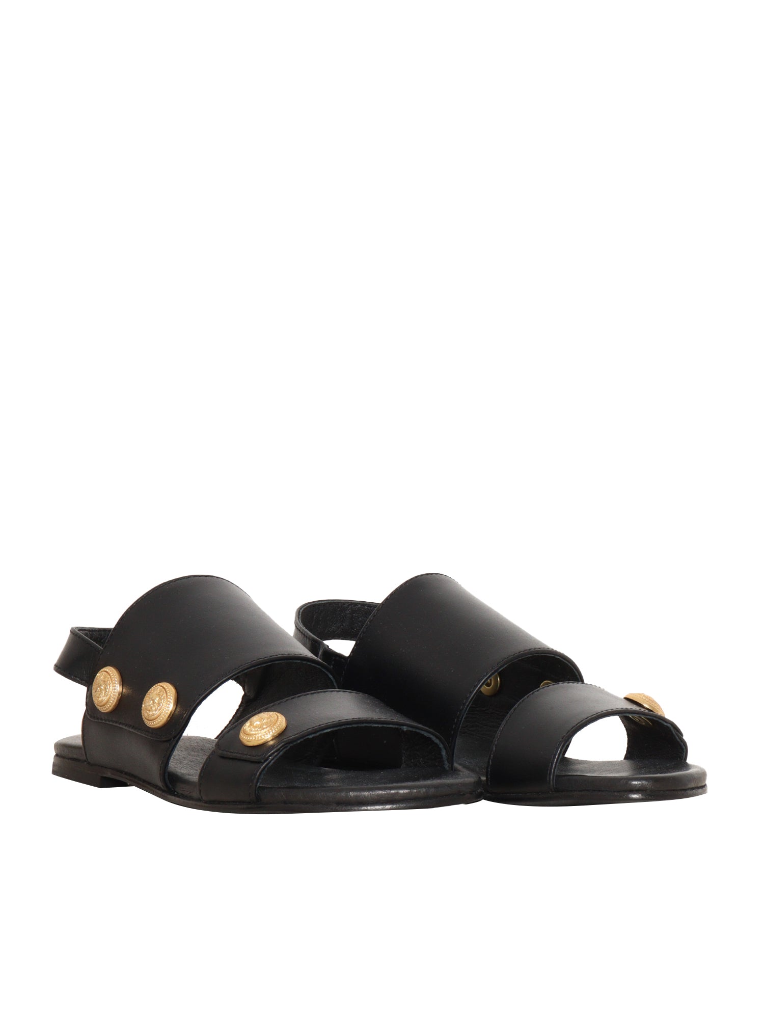 SANDALS Black Leather