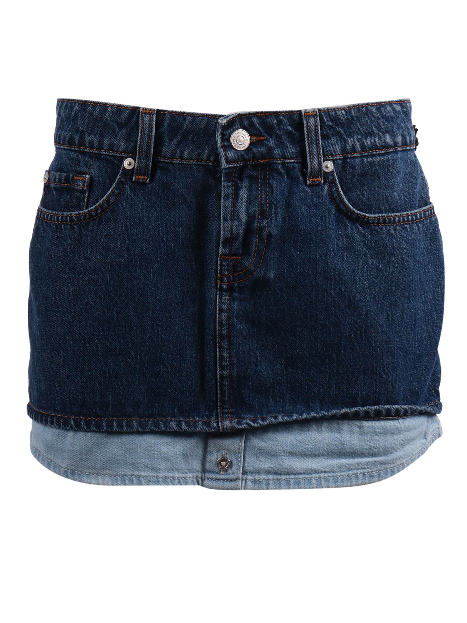 Double Layer Cherry Blue Cotton Skirt