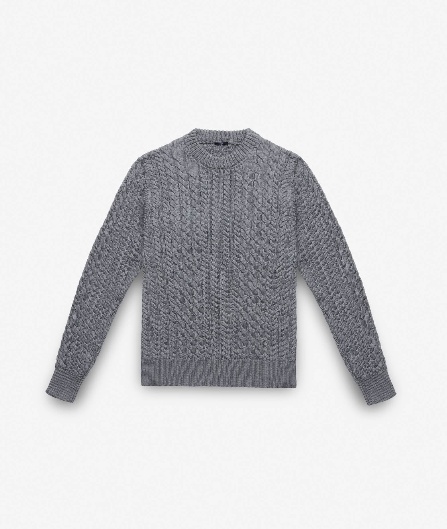 Cable Knit Sweater Col Du Pillon Lightgray Maglieria Dis/lav Pesante