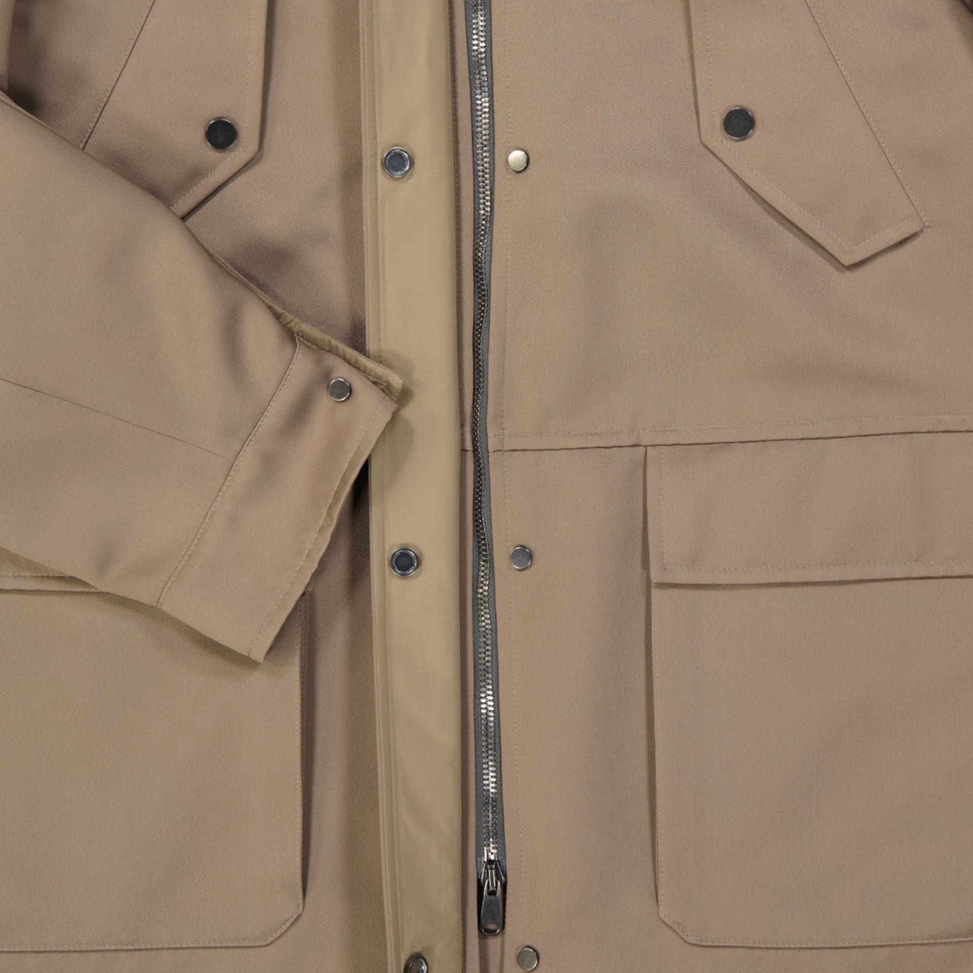 Blend Cotton Parka Brown Polyester
