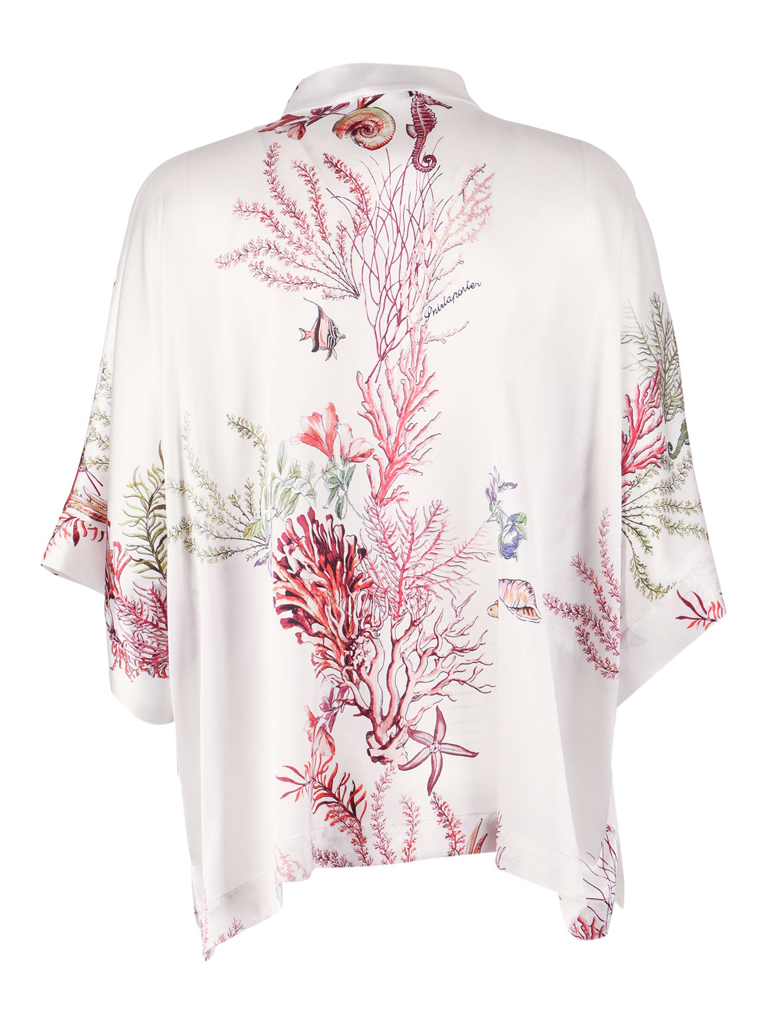 Mandarin Collar Silk Tunic White Elastane Jacket