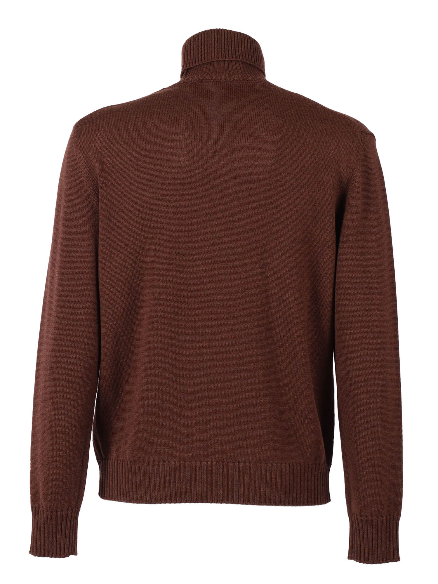 T Neck Pullover Brown Wool Turtleneck
