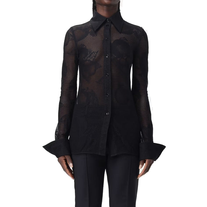 Sportmax Asti Shirt Black Cotton Elastane Silk