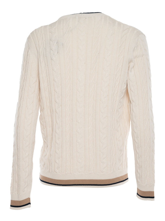 Cable knit cardigan Cream Cotton