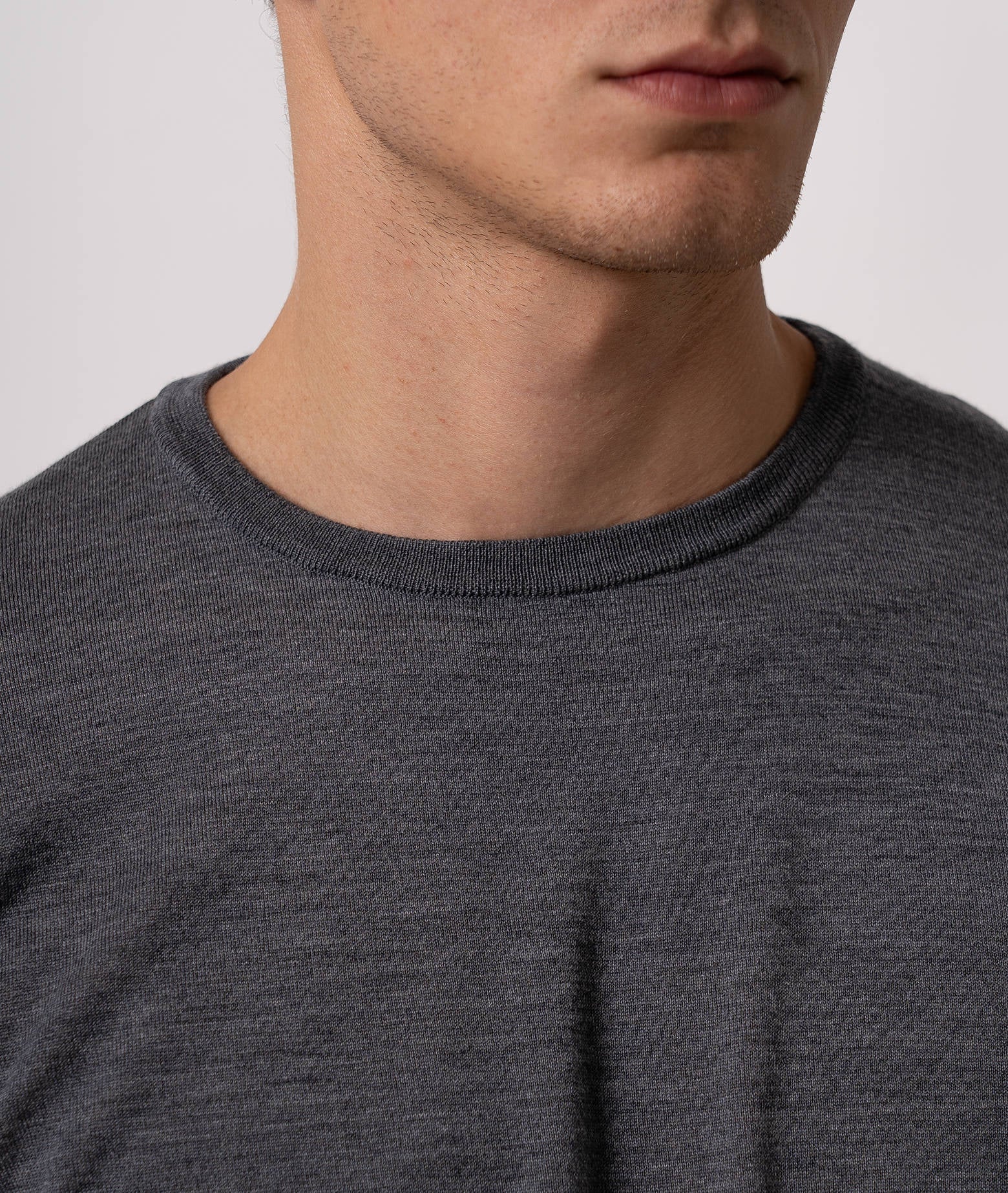 Wool Crewneck Sweater Oslo Gray Basic Light Kintwear