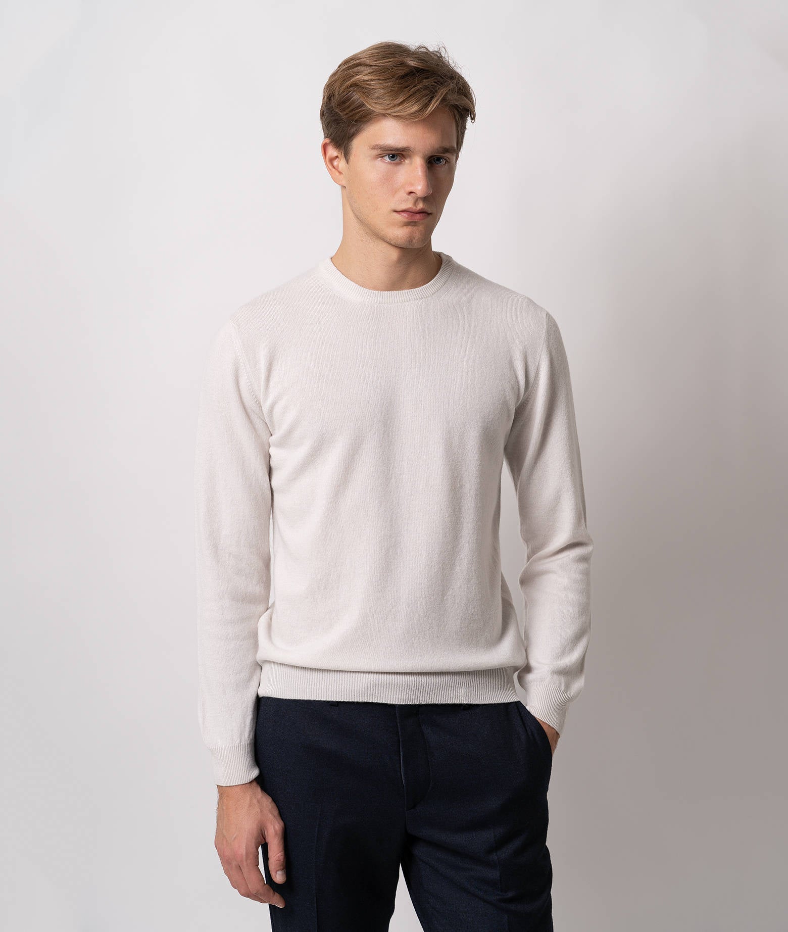 Crewneck Cashmere Sweater Ottawa Blue Basic Light Kintwear